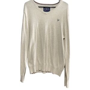 American Eagle Athletic Fit Mens Medium Beige Cotton V Neck Long